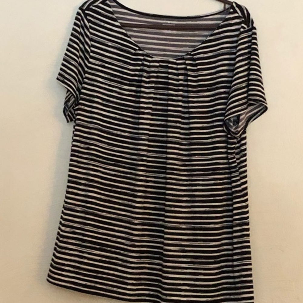 Worthington Shirt‎ Women’s Size 2X Short Sleeves Pull Over GrannyCore Striped